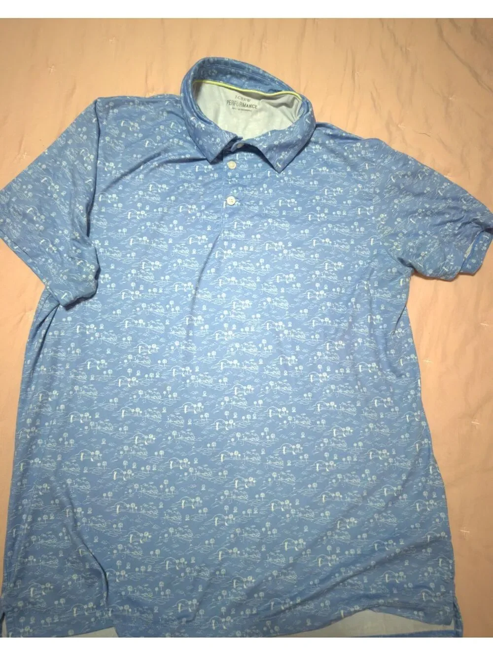 J.Crew Performance Light Blue Short Sleeve Polo Shirt Size L